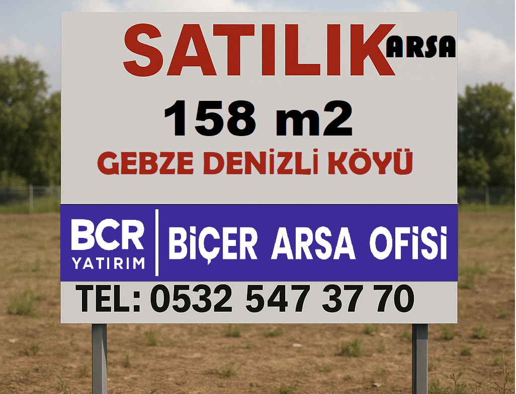 Gebze Denizli Köyü'nde satılık 158 m² villa parseli ilan tabelası - BCR Yatırım | Biçer Arsa Ofisi