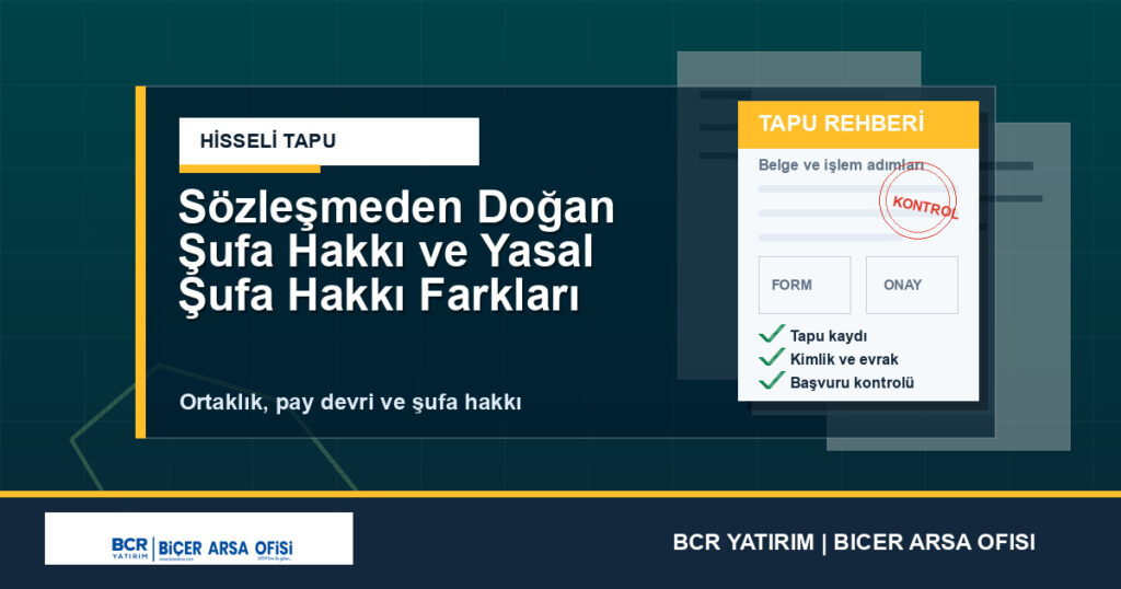 Sözleşmeden Doğan Şufa Hakkı ve Yasal Şufa Hakkı Farkları